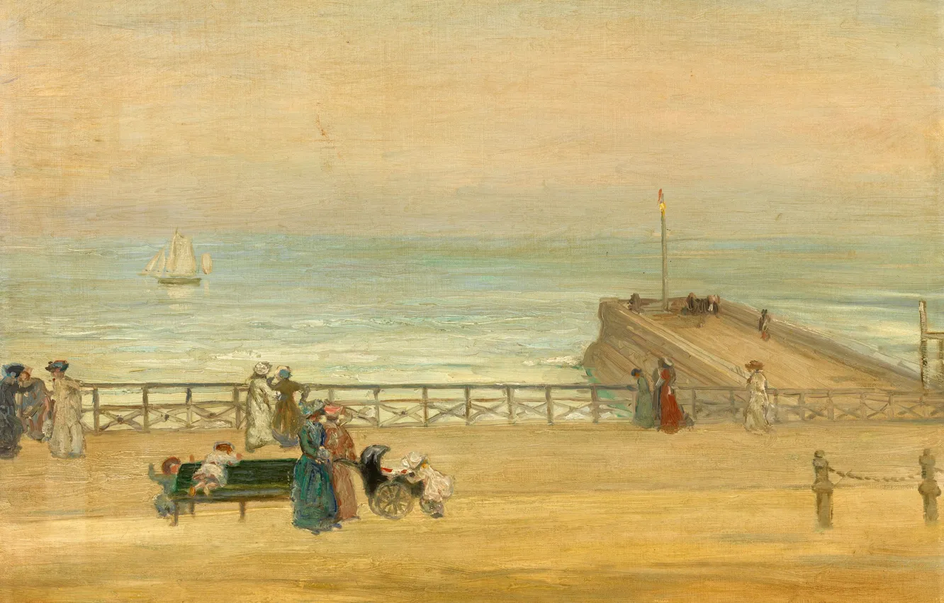 Photo wallpaper picture, pier, promenade, Brighton, Charles Conder, Charles Conder