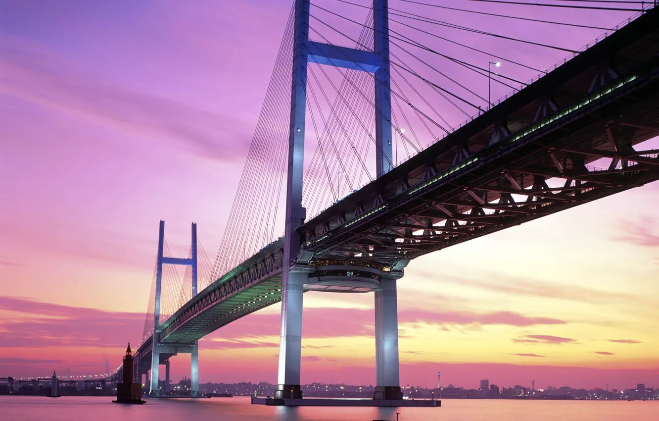 Photo wallpaper bridge, the city, Japan, Yokohama, yokohama