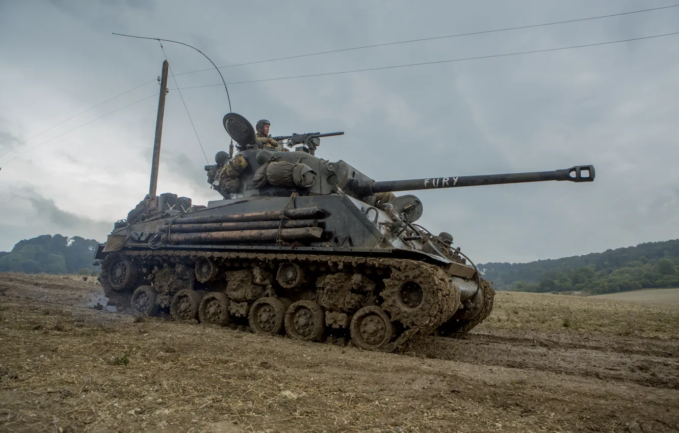 Photo wallpaper war, tank, average, M4 Sherman, period, Fury, world, Second
