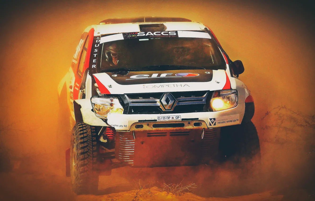 Photo wallpaper machine, auto, lights, dust, logo, SUV, the front, Rally