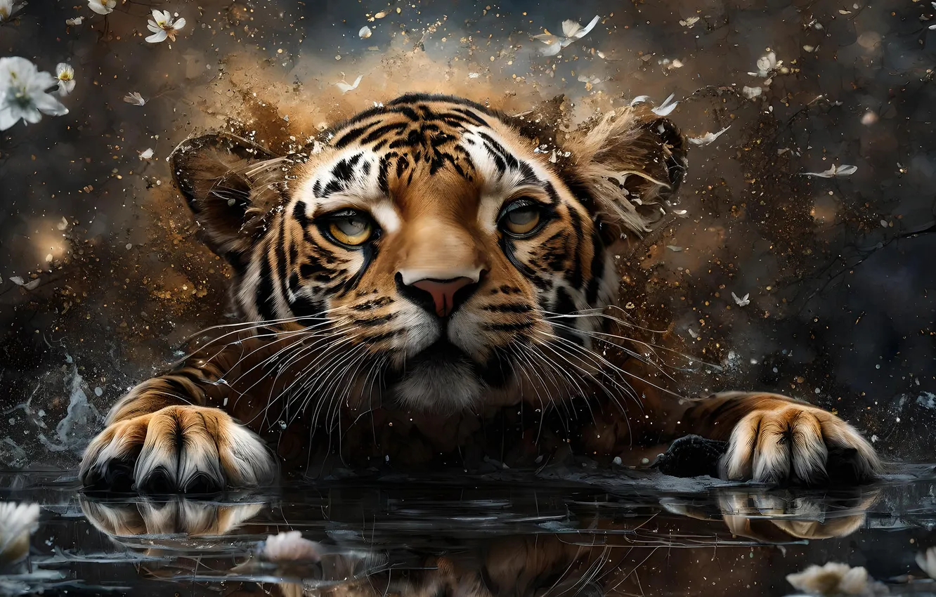 Photo wallpaper look, tiger, tiger