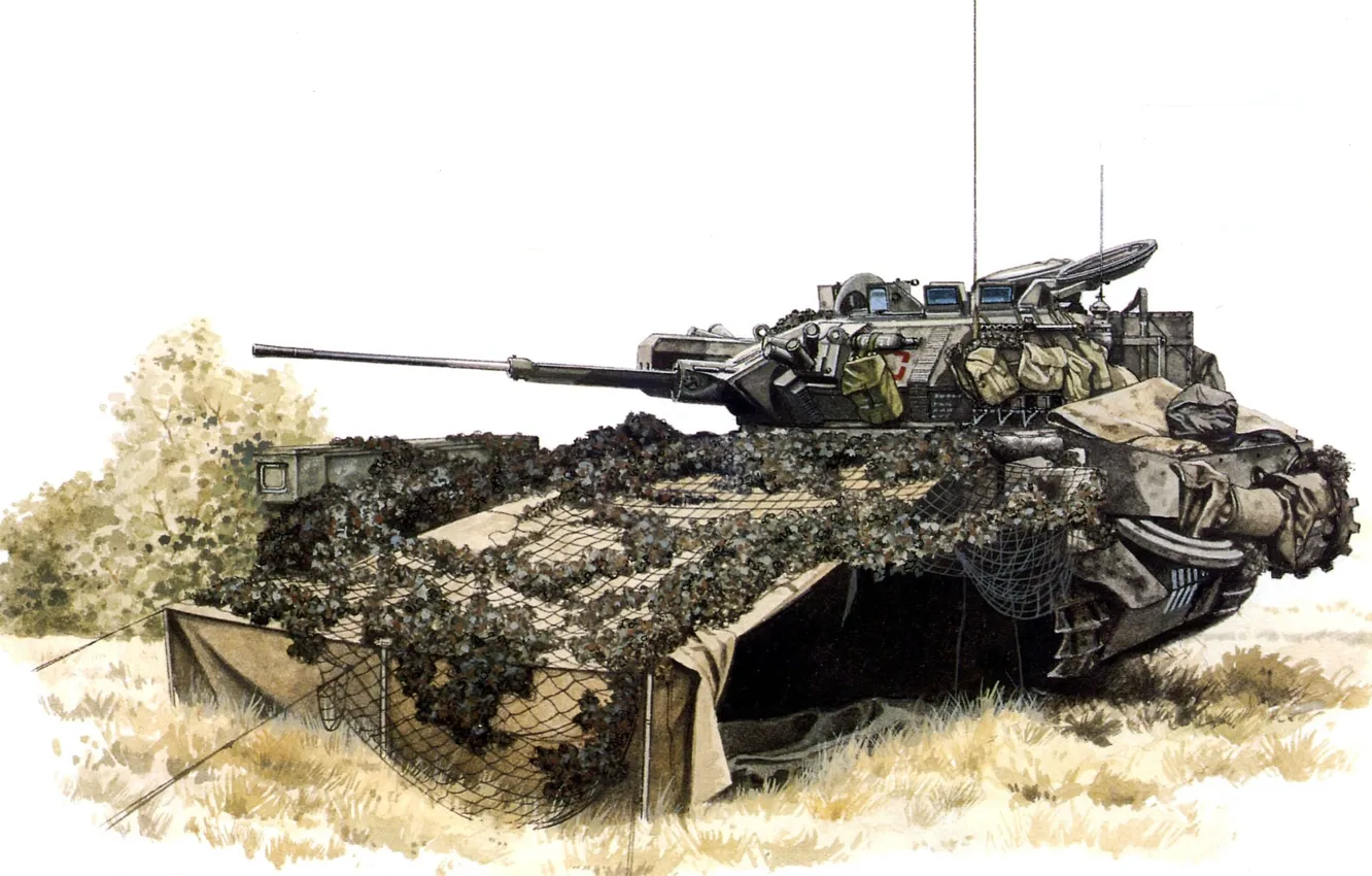 Photo wallpaper network, figure, art, tank, disguise, position, British, easy