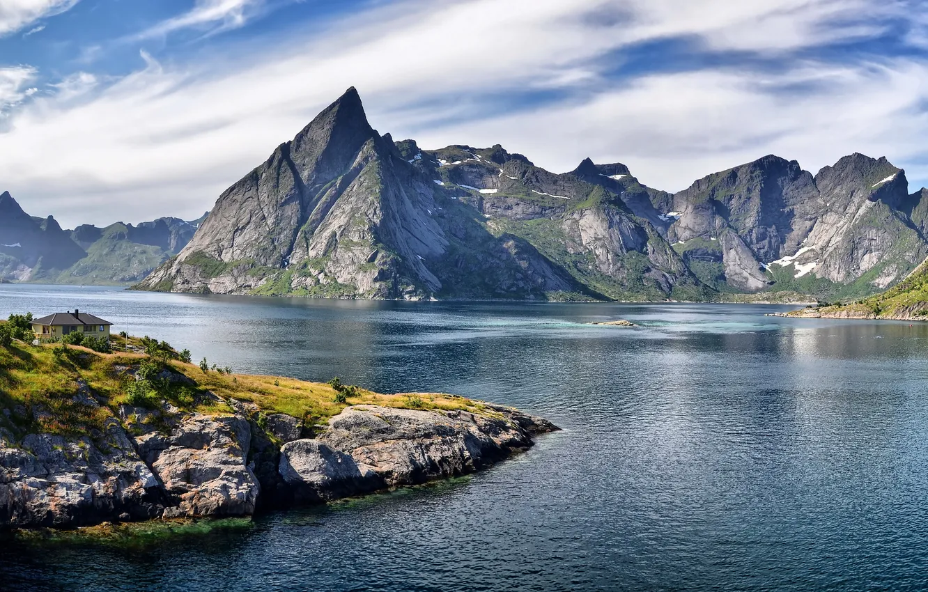 Photo wallpaper mountains, home, the fjord