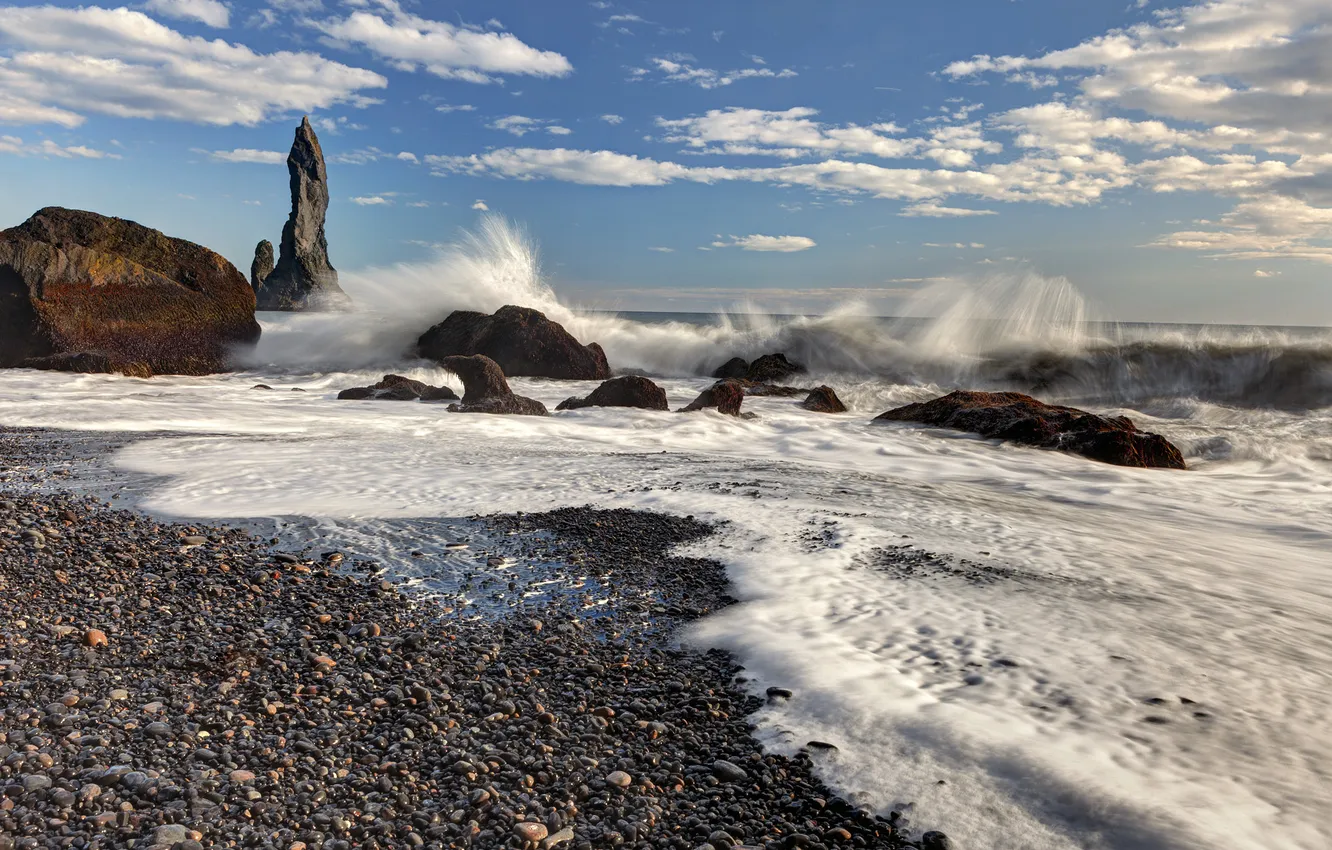 Photo wallpaper sea, stones, rocks, surf