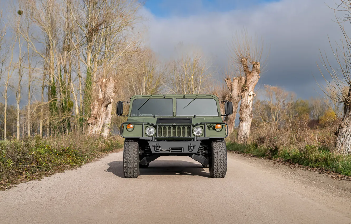 Photo wallpaper Green, Hummer, Front view