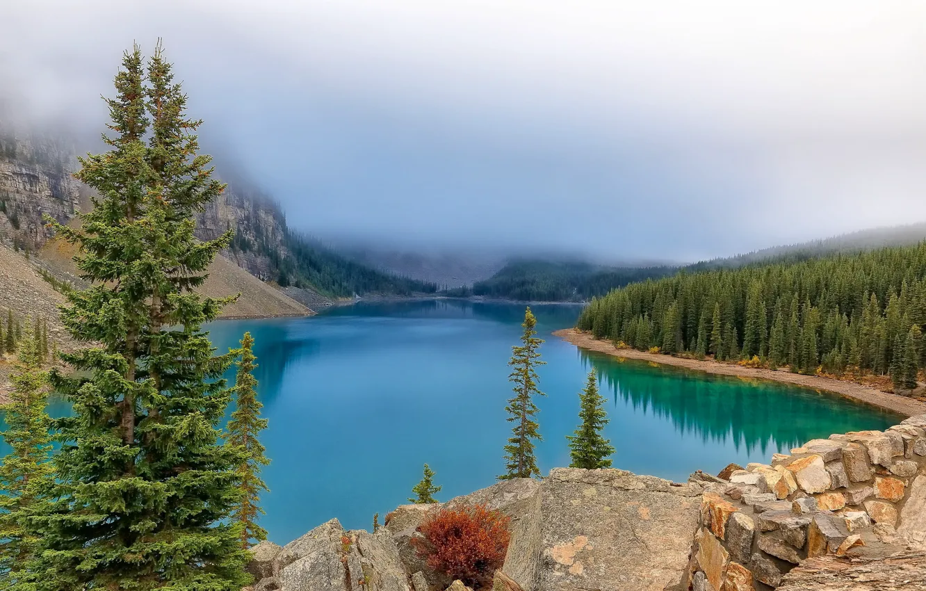 Photo wallpaper trees, landscape, mountains, lake, Canada, Albert, Moraine Lake
