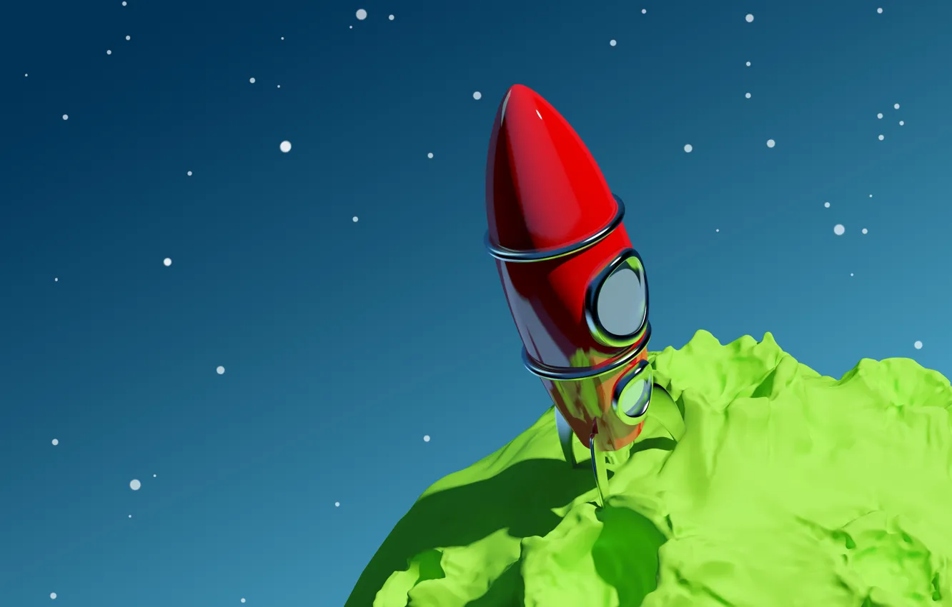 Photo wallpaper space, stars, planet, rocket