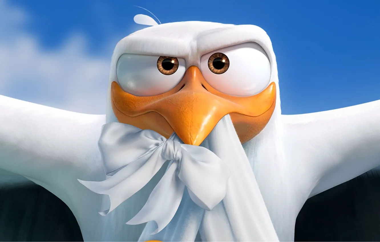 Photo wallpaper kawaii, cinema, sky, design, flying, bird, cloud, feathers