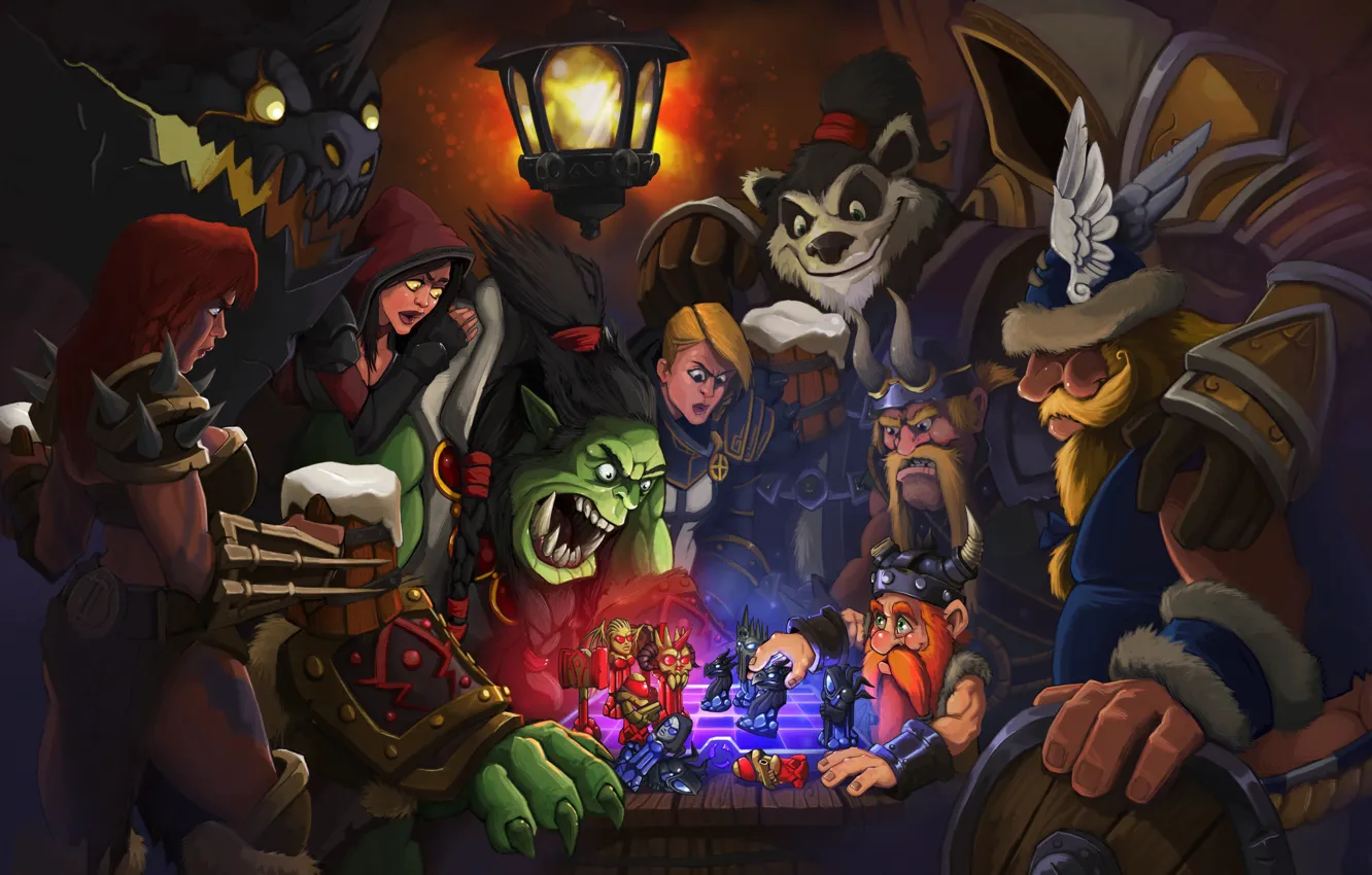 Photo wallpaper Panda, Warcraft, Sonya, diablo, Orc, Demon Hunter, crusader, Thrall