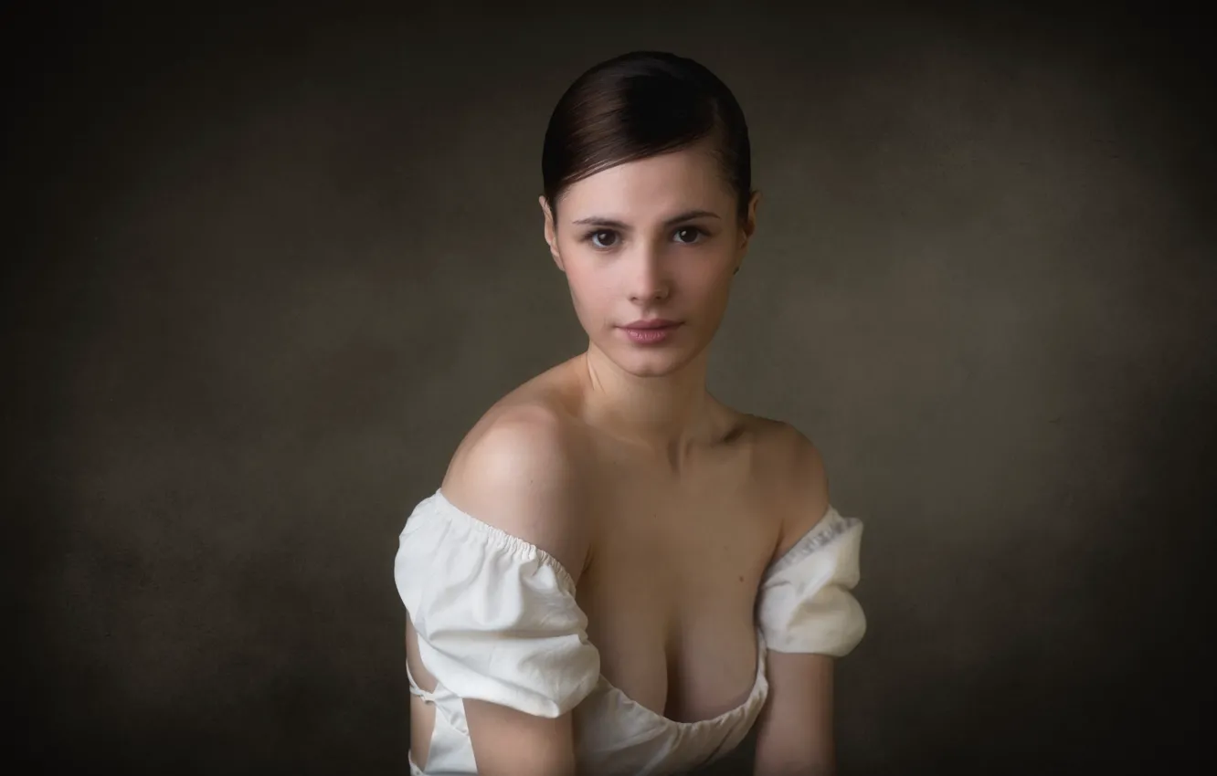 Photo wallpaper look, model, portrait, neckline, beautiful girl, brown eyes, femininity, Victor aka kmzer