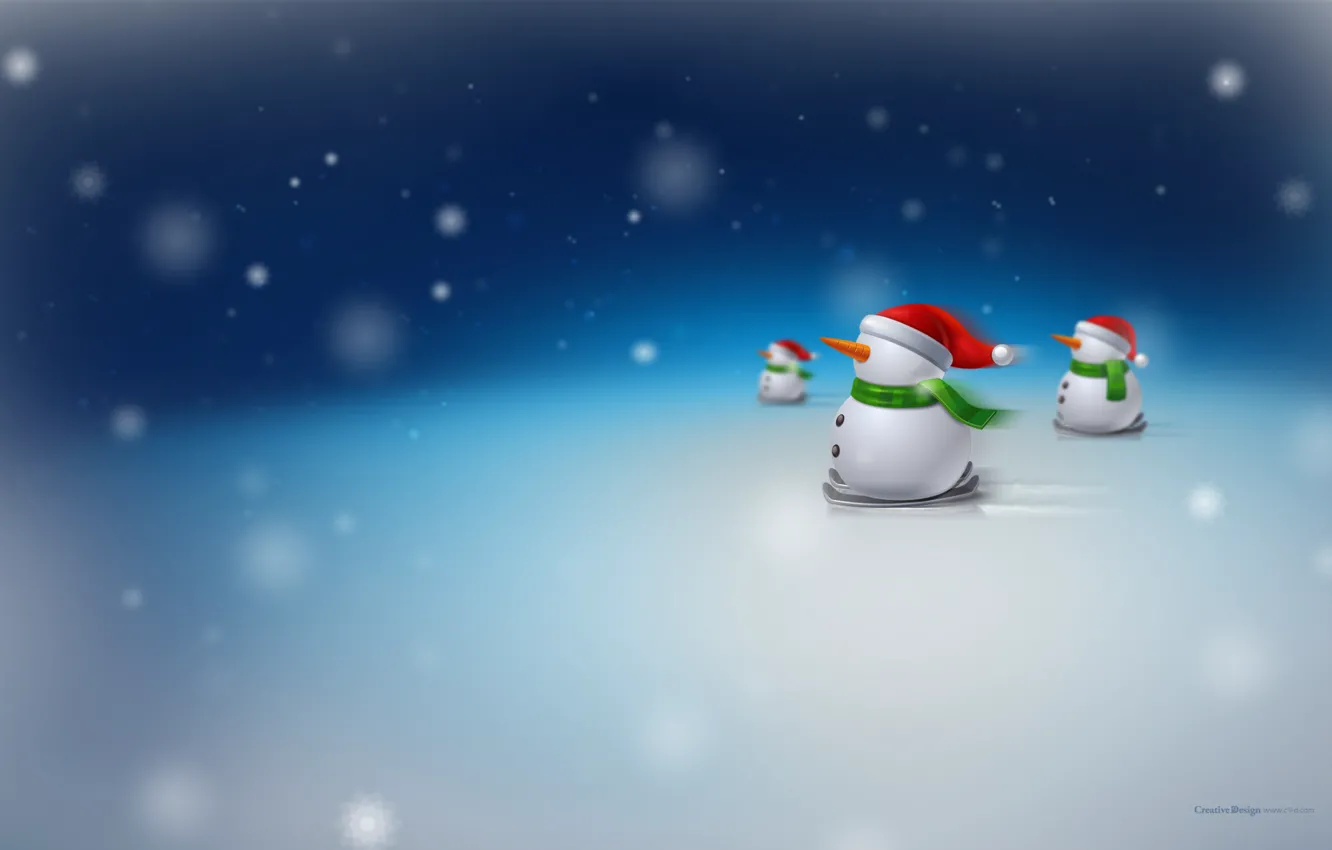 Photo wallpaper snow, snowmen, X'mas, new year