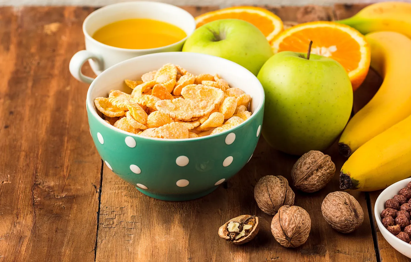 Photo wallpaper Breakfast, milk, fruit, citrus, cereal