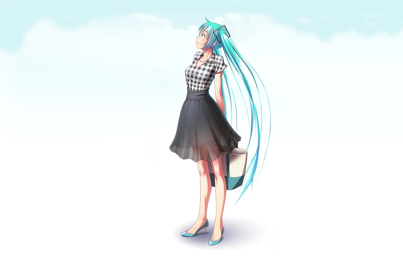 Photo wallpaper girl, anime, art, bag, vocaloid, hatsune miku, takouji