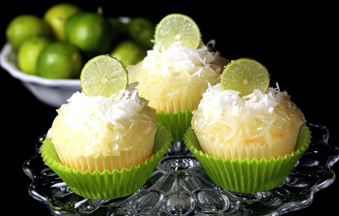 Photo wallpaper sweets, lime, dessert, cakes, cupcakes