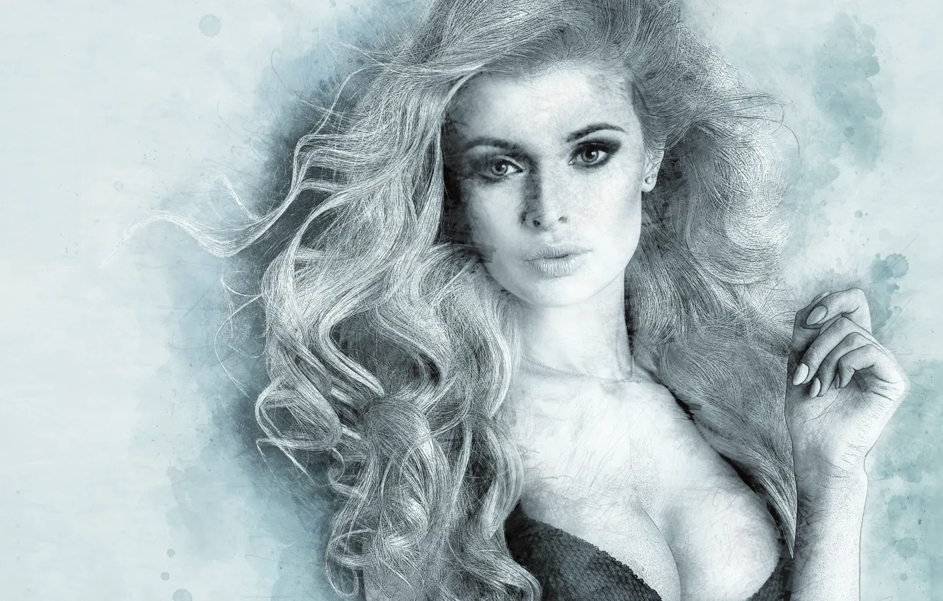 Photo wallpaper girl, hair, art, blonde