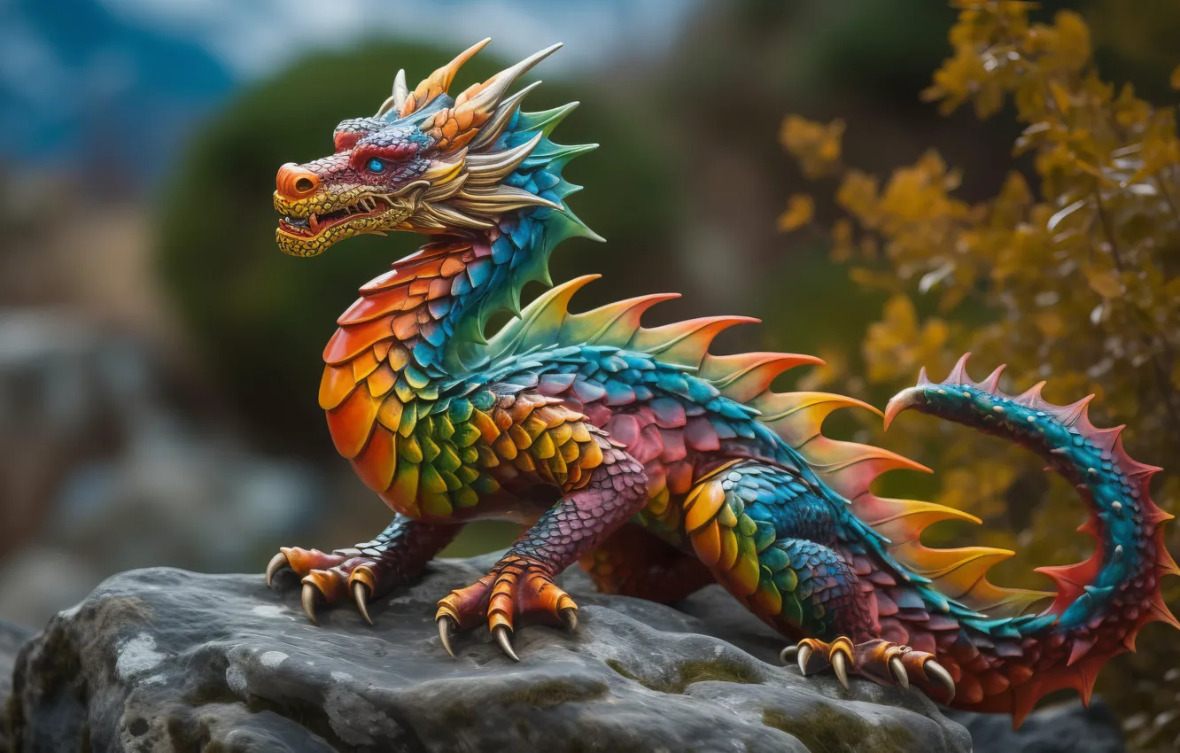 Photo wallpaper stones, dragon, toy, new year, figurine, figures, symbol of the year, souvenir