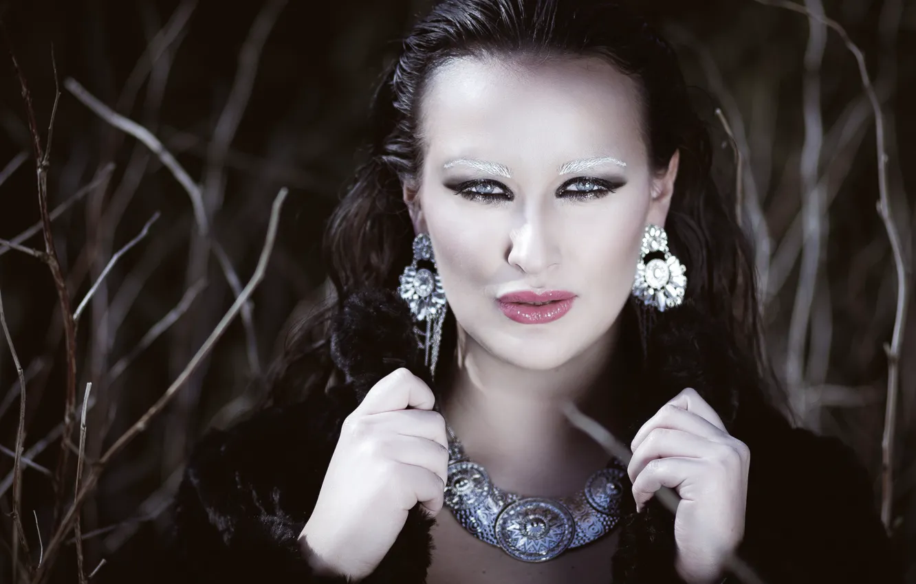 Photo wallpaper look, face, background, model, makeup, lipstick, Elinor