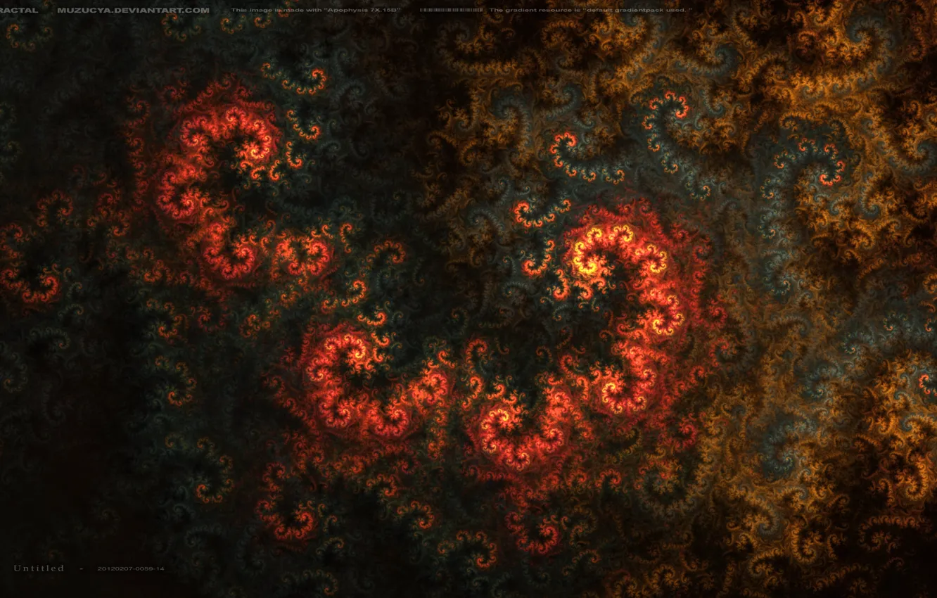 Photo wallpaper fire, curls, fractals