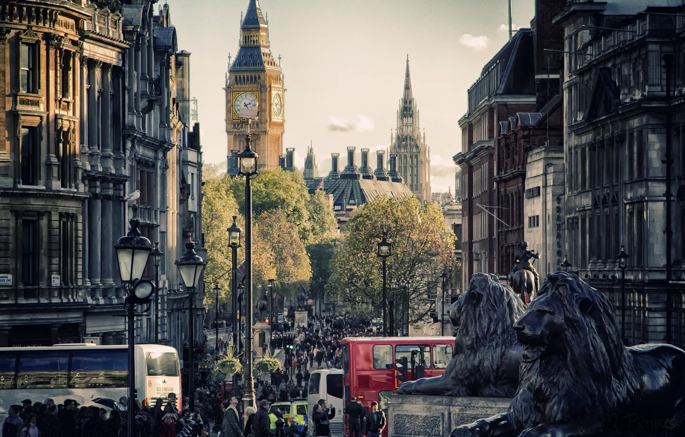 Photo wallpaper the city, street, London, home, Big Ben, turysty