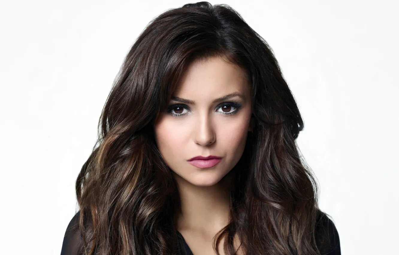 Photo wallpaper girl, face, hair, makeup, actress, brunette, the series, Nina Dobrev