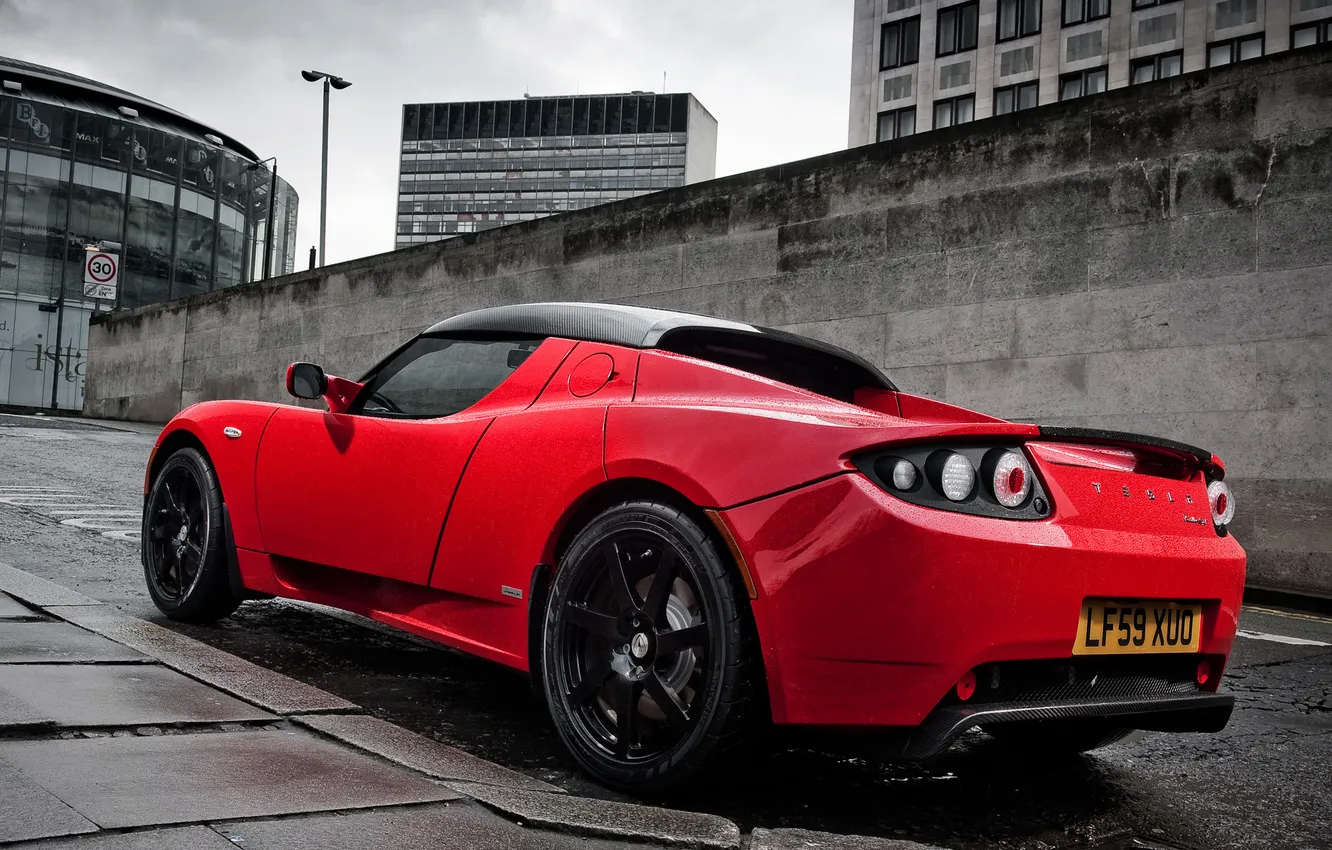 Photo wallpaper road, car, machine, red, sport, Roadster, red, Roadster