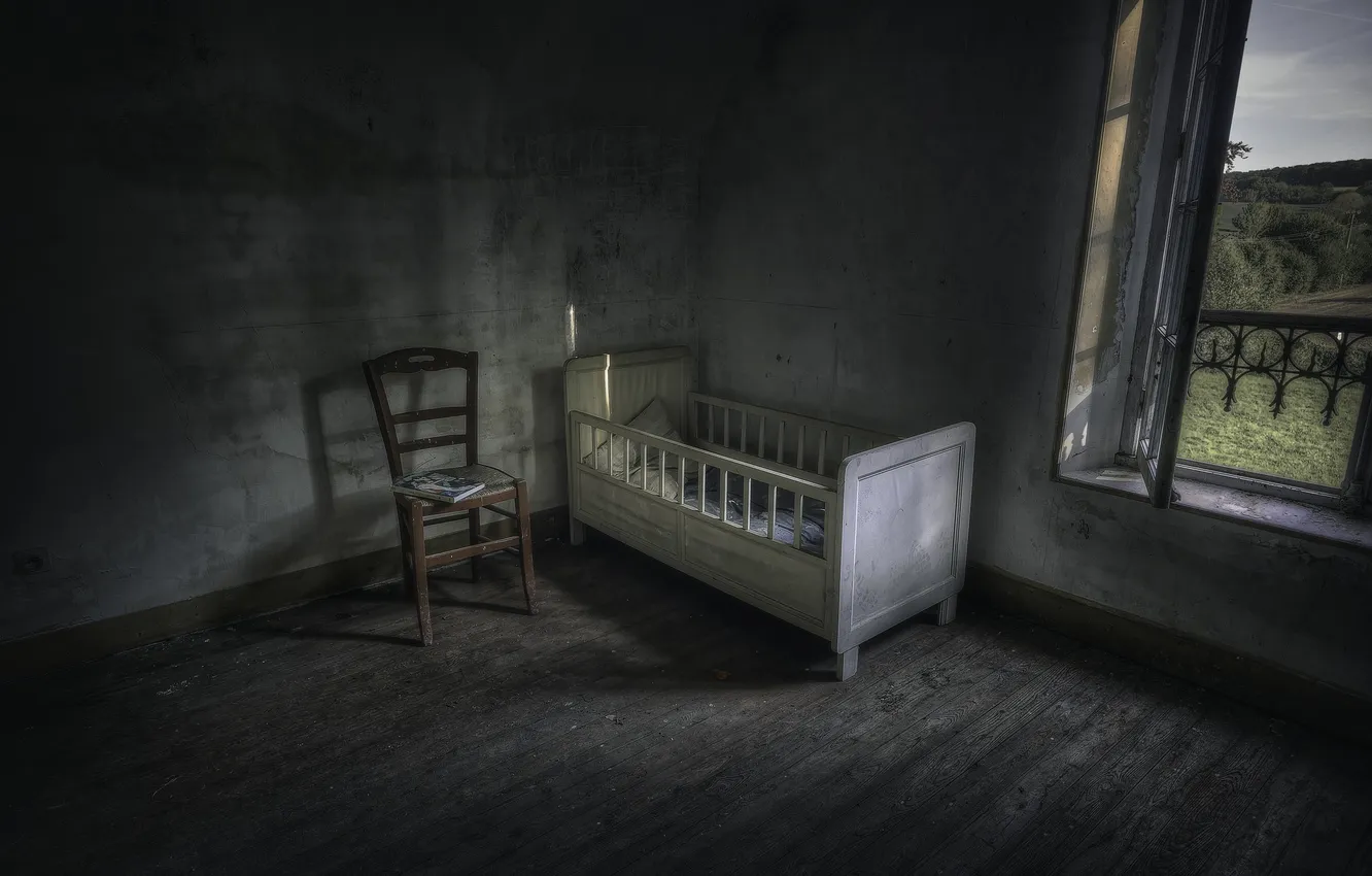 Photo wallpaper window, chair, the cradle
