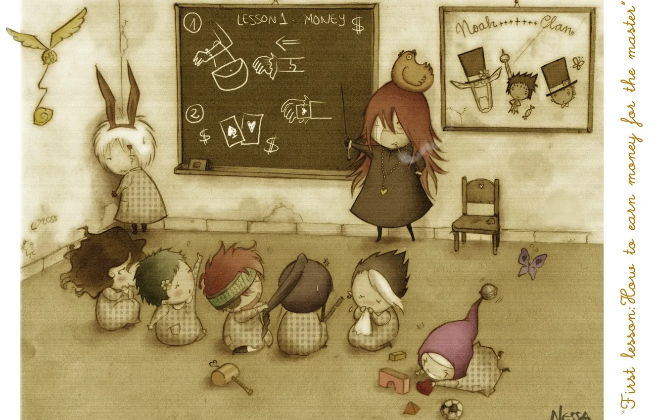 Photo wallpaper toy, Board, cigarette, class, pointer, ears, d.gray-man, lesson