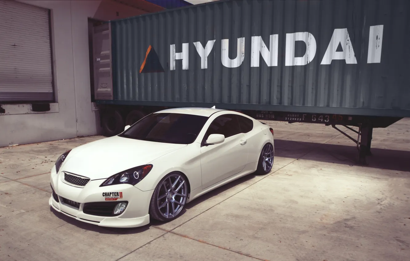 Photo wallpaper white, coupe, white, hyundai, Hyundai, genesis, Genesis