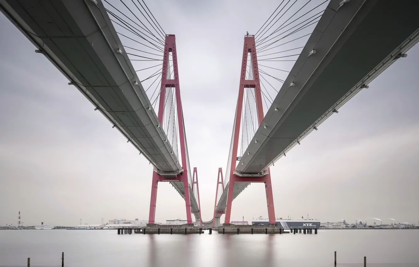 Photo wallpaper bridge, the city, Bay