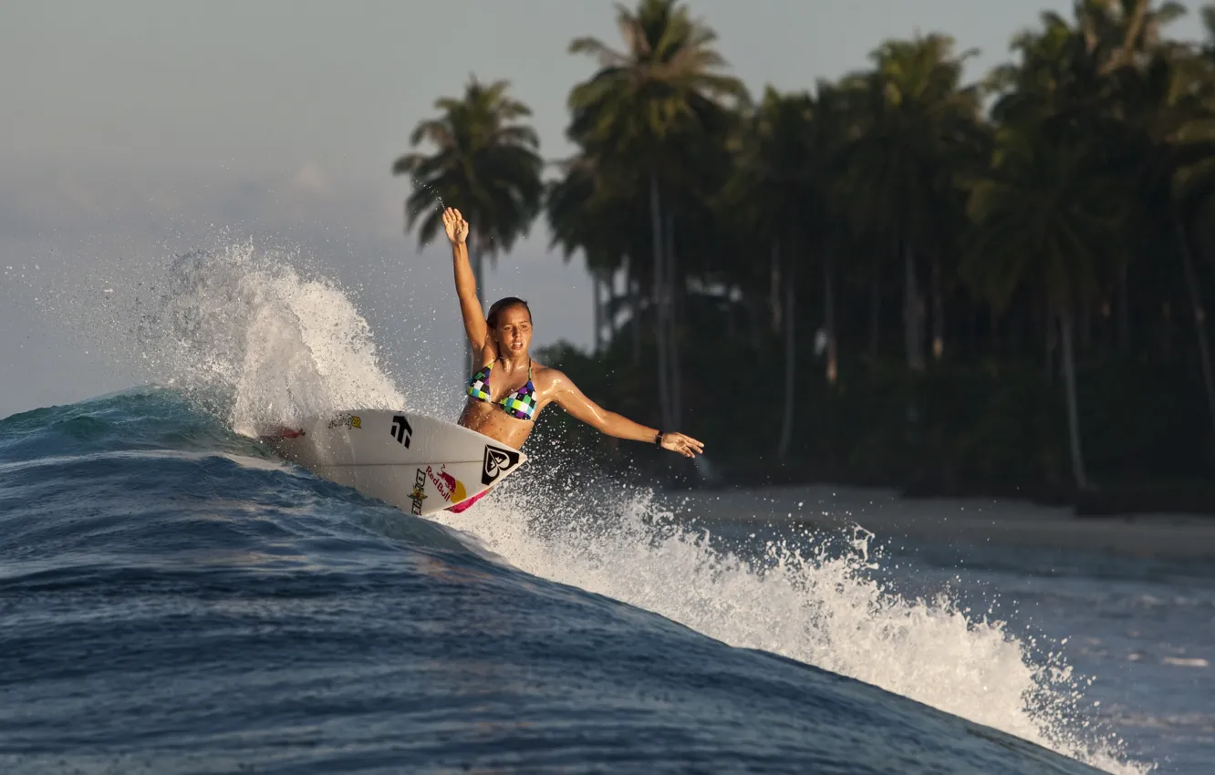 Photo wallpaper girl, sport, wave, surf, surfing