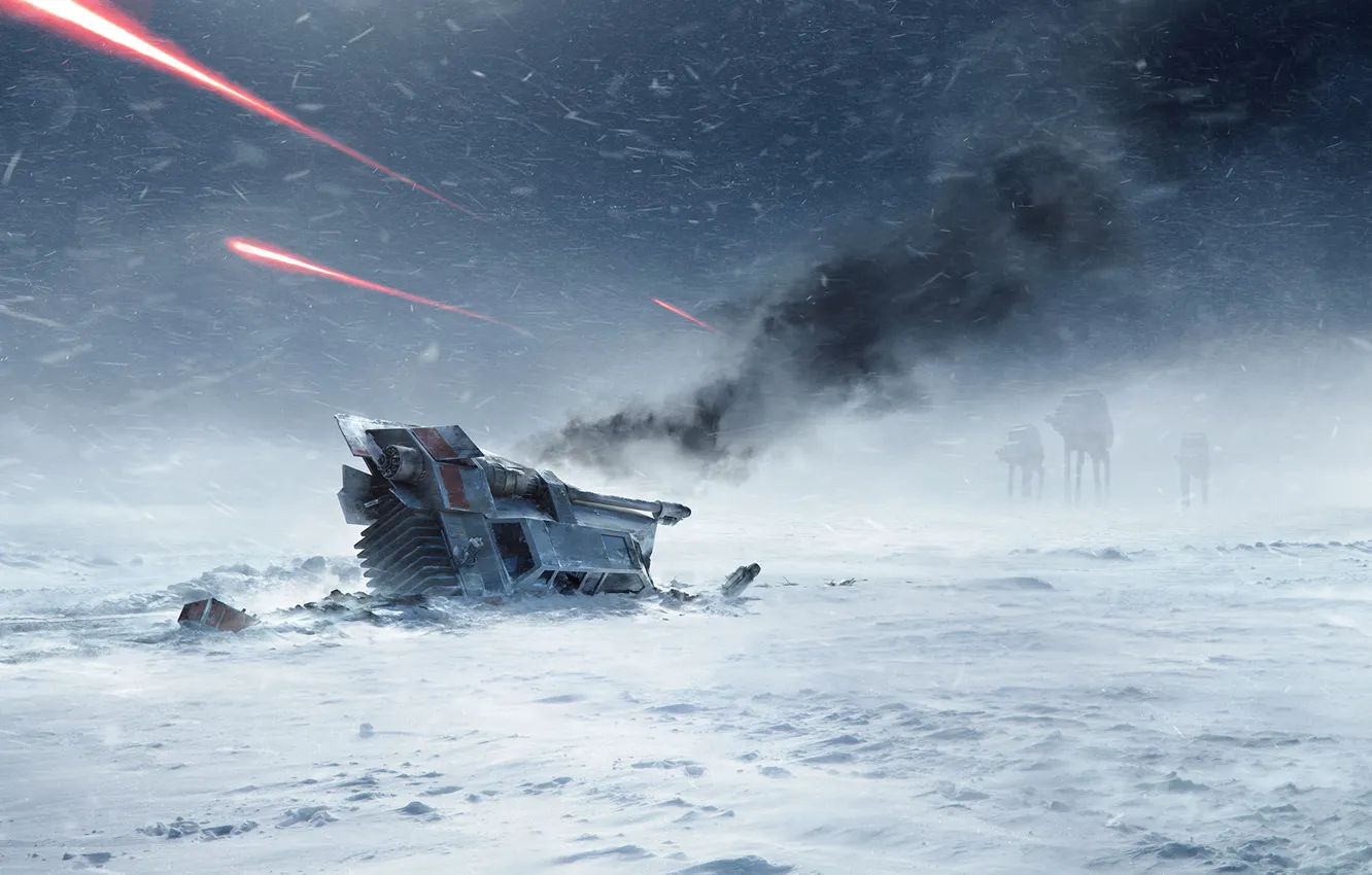 Photo wallpaper snow, game, snowmobile, Electronic Arts, AT-AT, DICE, Hot, star wars battlefront
