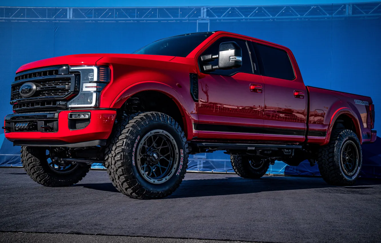 Photo wallpaper Ford, Red, Front, F-250, Ford F-250, CGS Performance, SEMA 2019