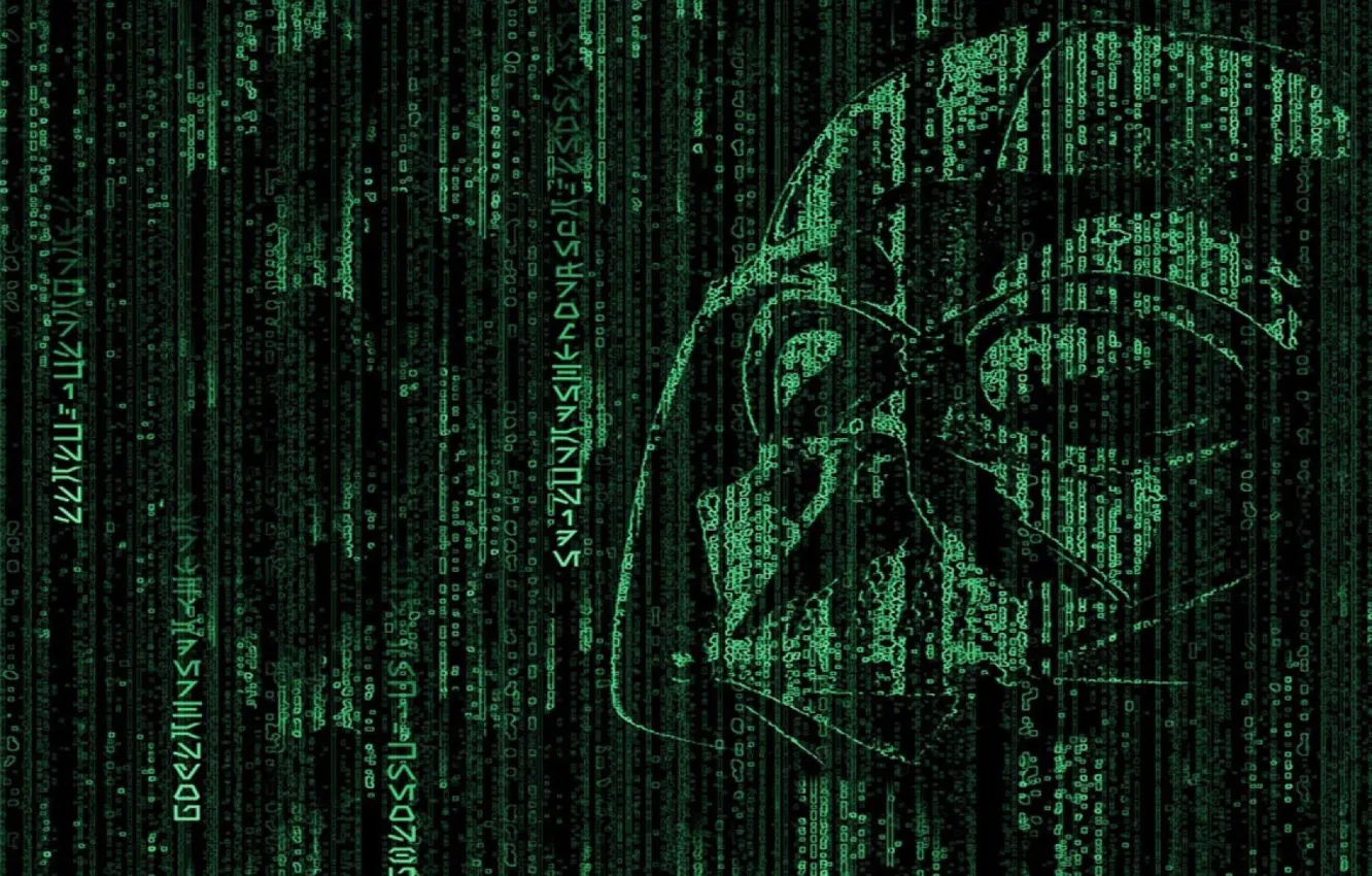Photo wallpaper Star Wars, code, matrix, Matrix, Darth Vader, Darth Vader, dark side, hacker