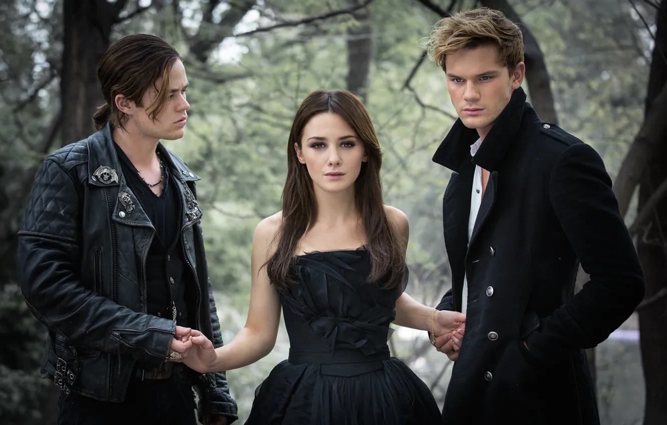 Photo wallpaper look, girl, black, dress, jacket, guy, Fall, Harrison Gilbertson
