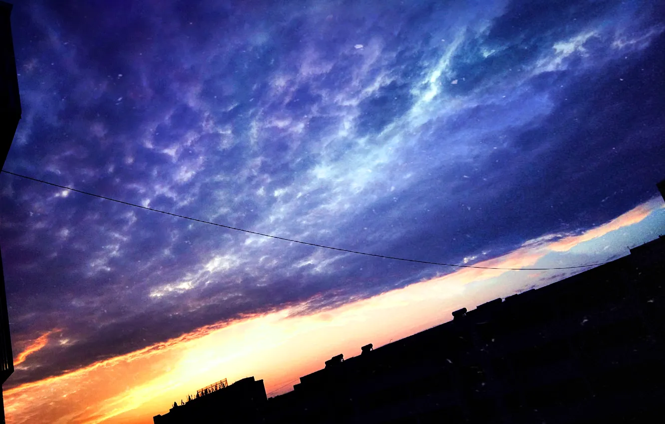 Photo wallpaper the sky, sunset, the city