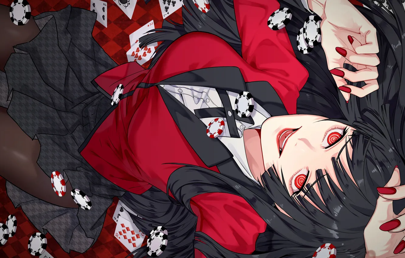 Photo wallpaper look, girl, art, kakegurui, crazy excitement