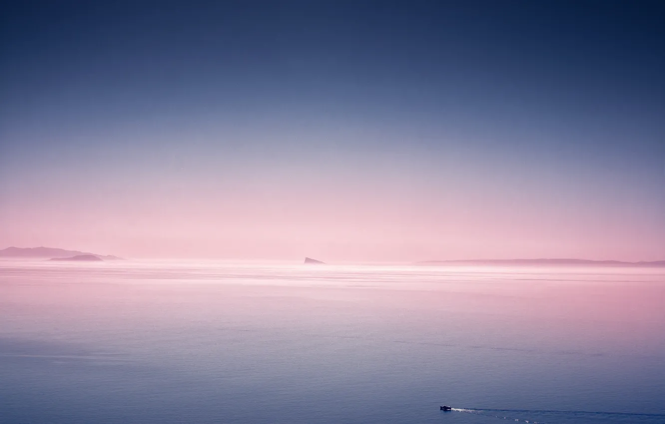 Photo wallpaper sea, Islands, dawn, morning, boat
