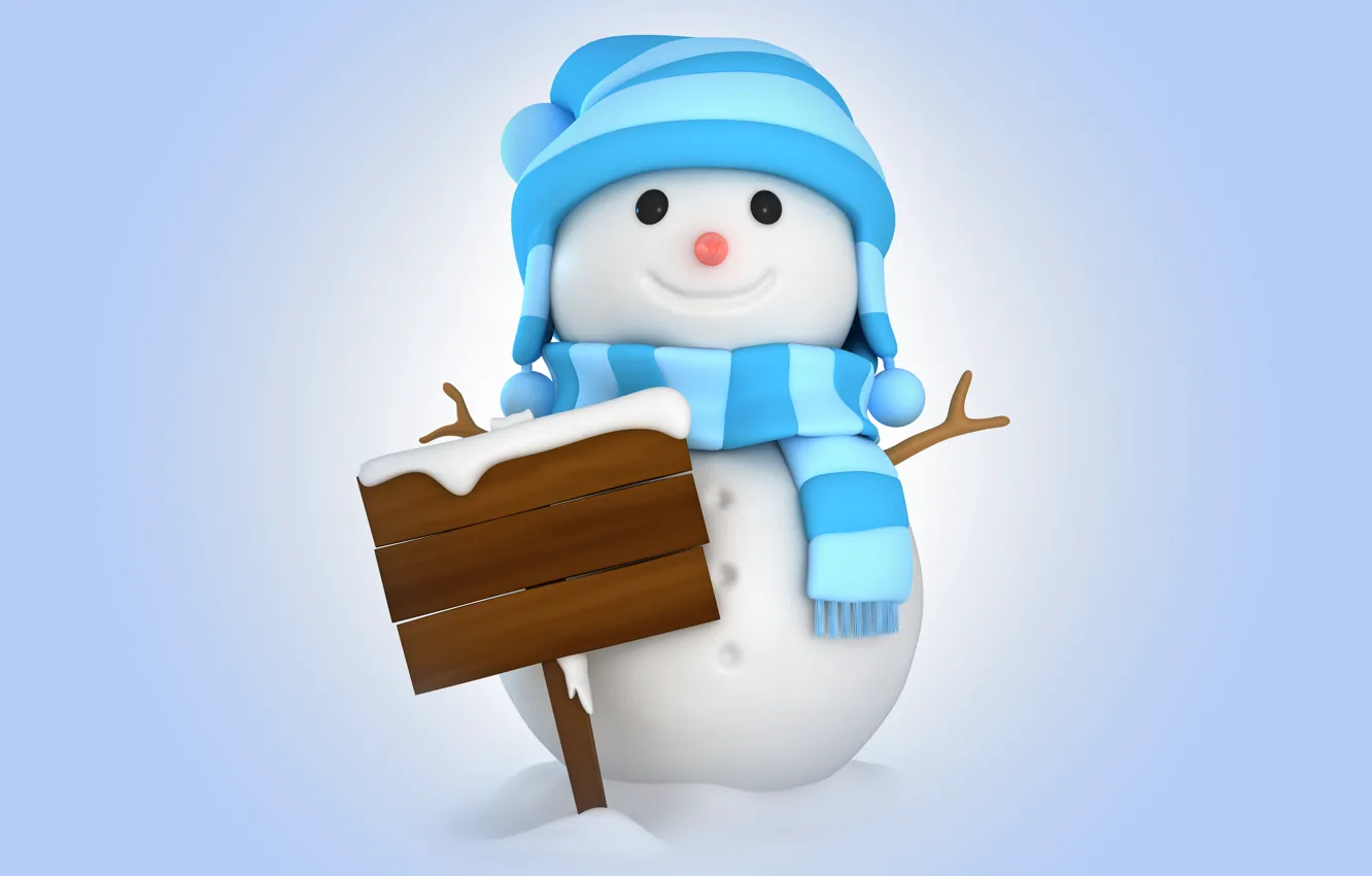 Photo wallpaper winter, snow, snowman, christmas, new year, winter, snow, cute