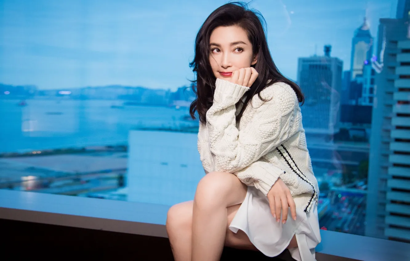 Photo wallpaper look, pose, makeup, figure, actress, hair, look, window