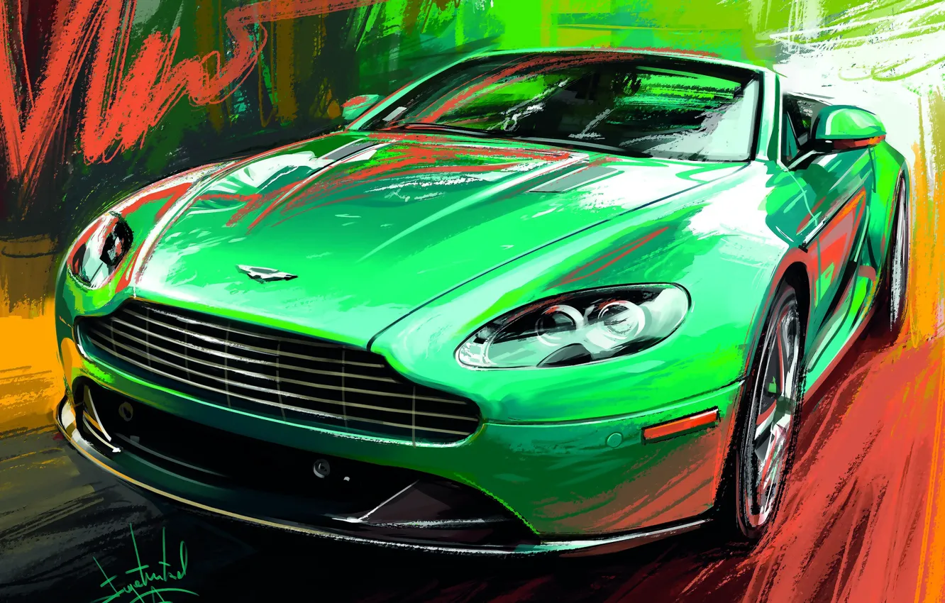 Photo wallpaper Aston Martin, Car, Sketch, Alexander Sidelnikov, DB-8