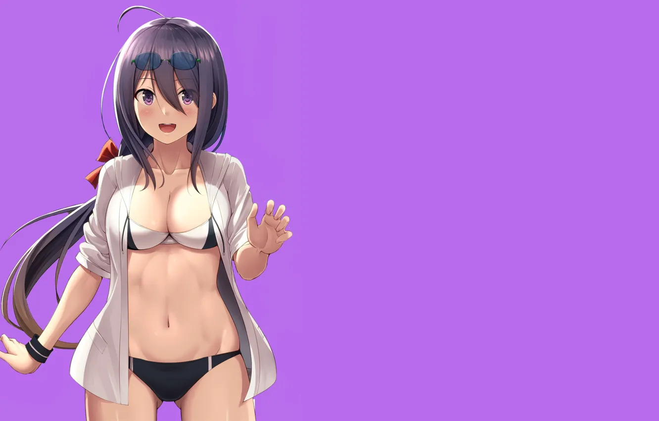 Photo wallpaper girl, sexy, cleavage, anime, pretty, bikini, abs