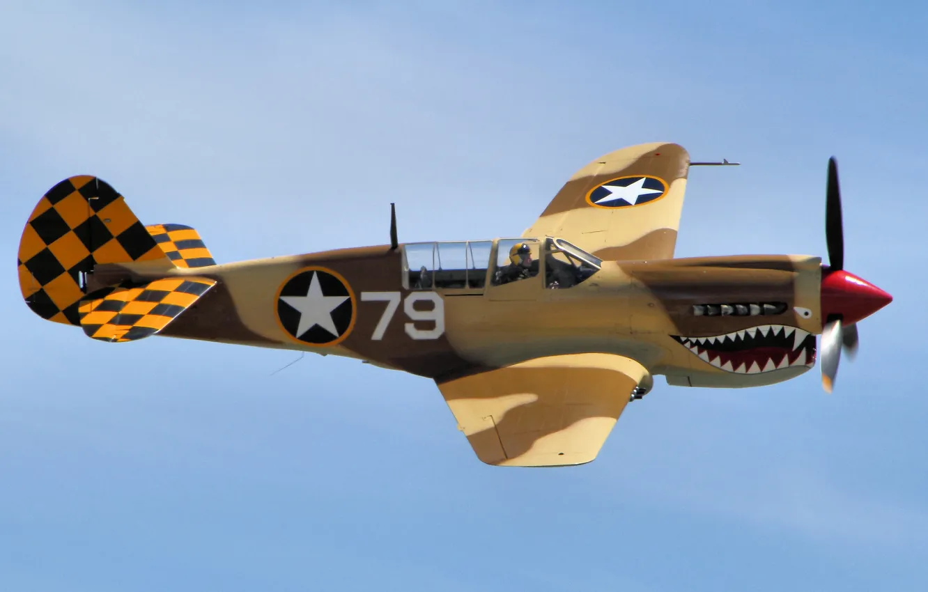 Photo wallpaper flight, fighter, Warhawk, P-40N