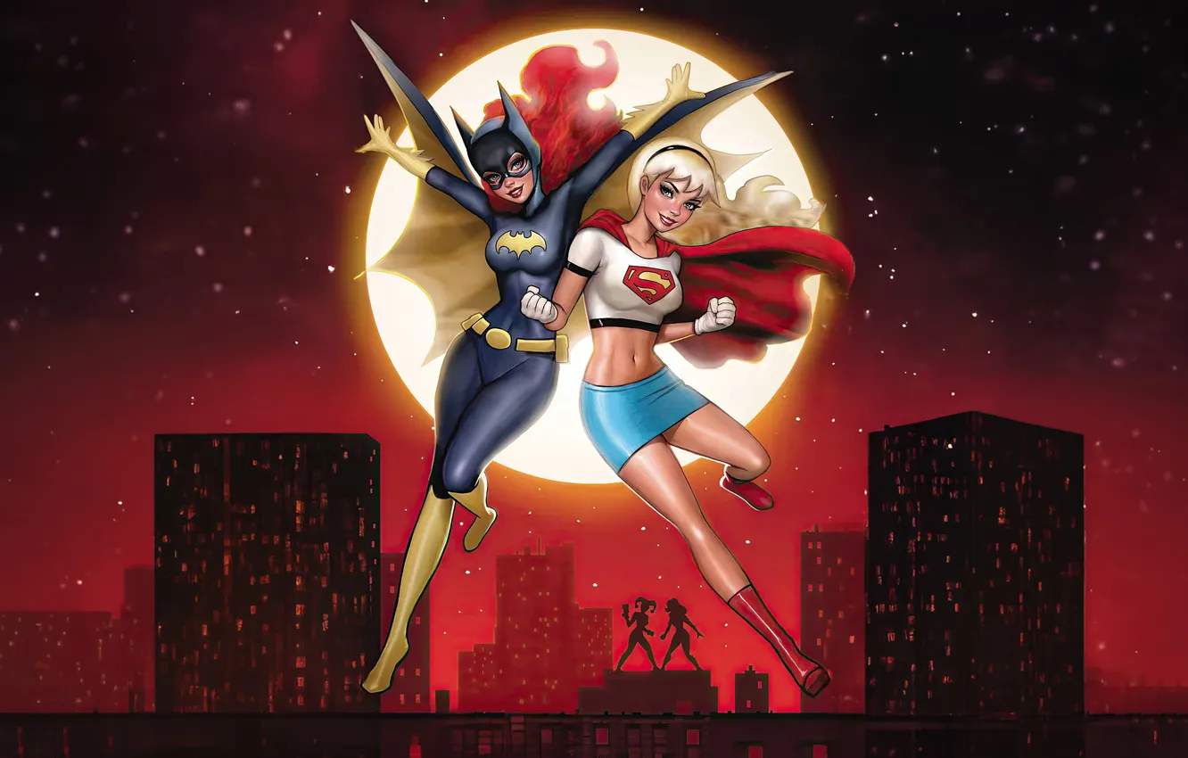 Photo wallpaper Heroes, Supergirl, united, Batgirl