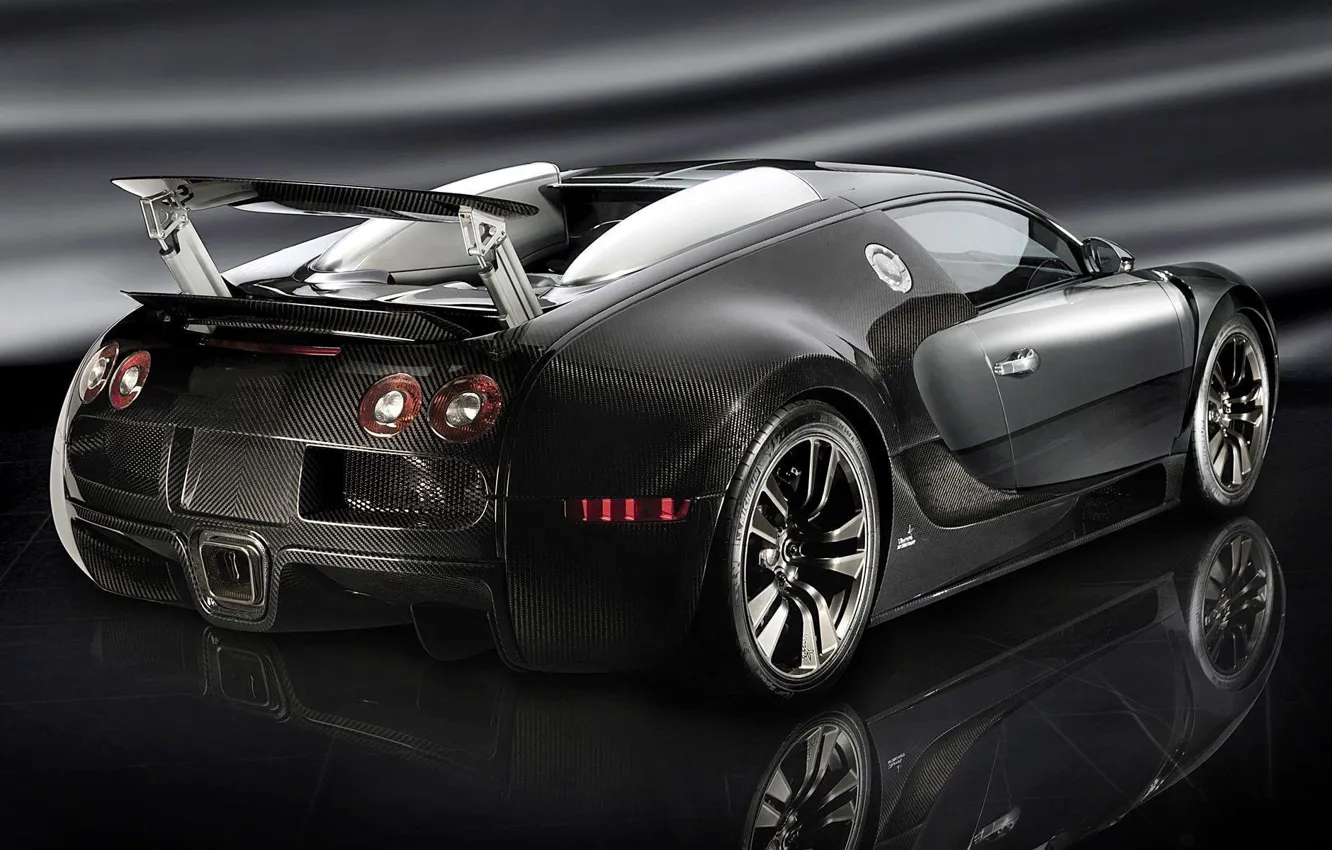 Photo wallpaper tuning, coupe, Bugatti Veyron, black, hypercar, all-wheel drive, mid-engined, The world's only