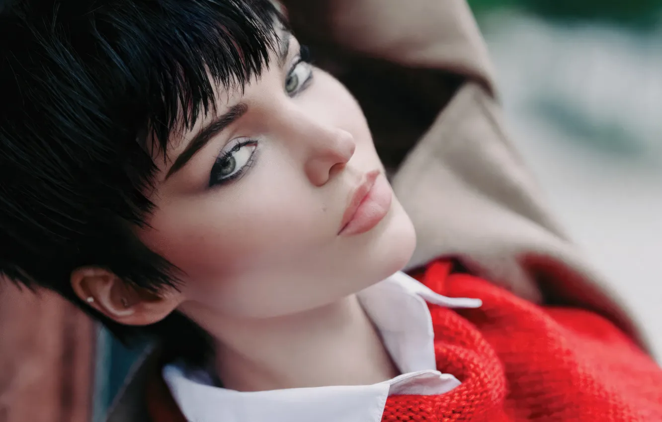 Photo wallpaper girl, brunette, look, actress, Short Haircut, Dove Cameron