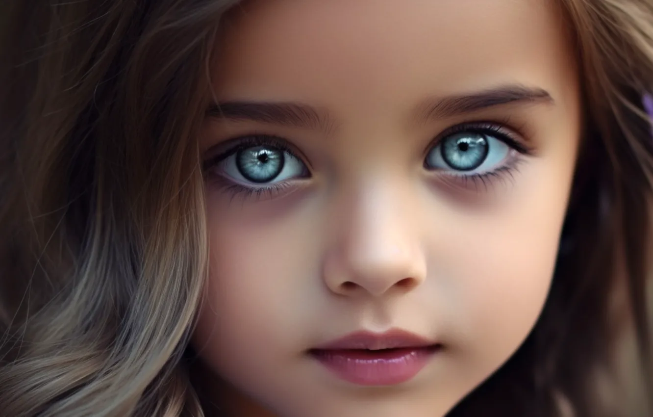 Photo wallpaper look, portrait, girl, blue eyes, beautiful girl, big eyes, Rus, AI art
