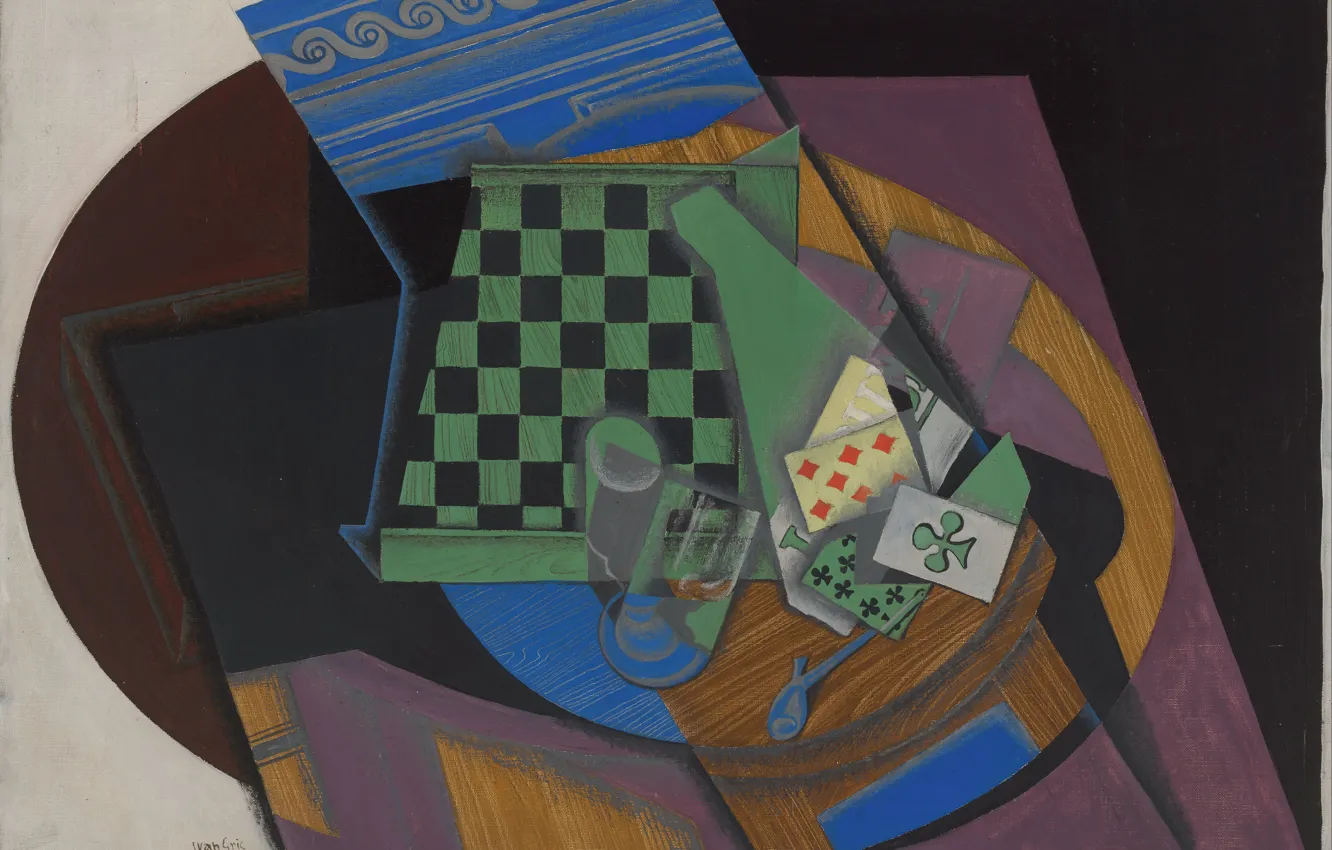 Photo wallpaper 1915, Juan Gris, and playing cards, Chess Board