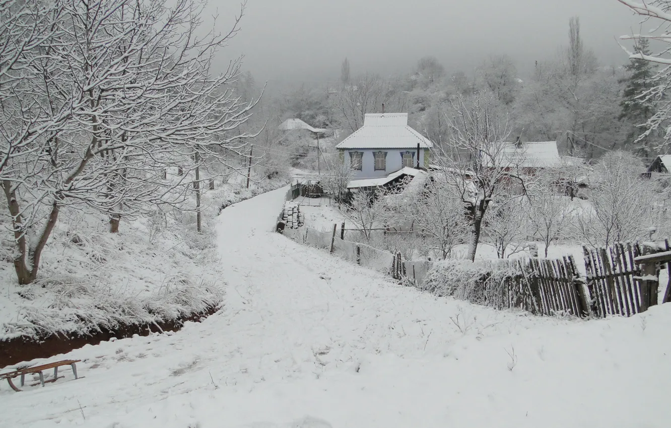 Photo wallpaper winter, Kuban, the village, Akela White, Krasnodar Krai