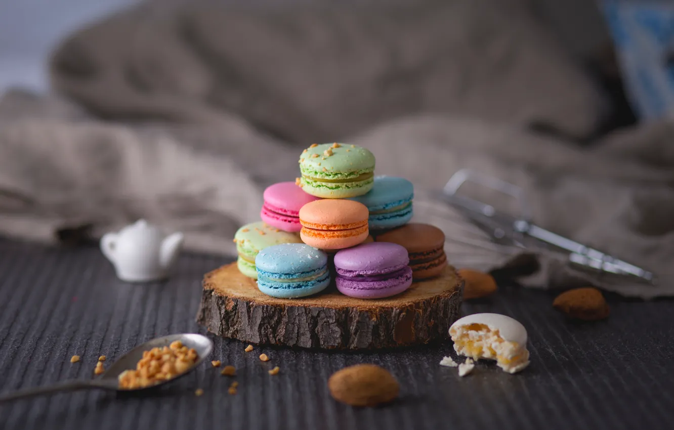 Photo wallpaper cookies, cream, macaron, macaroon, almond