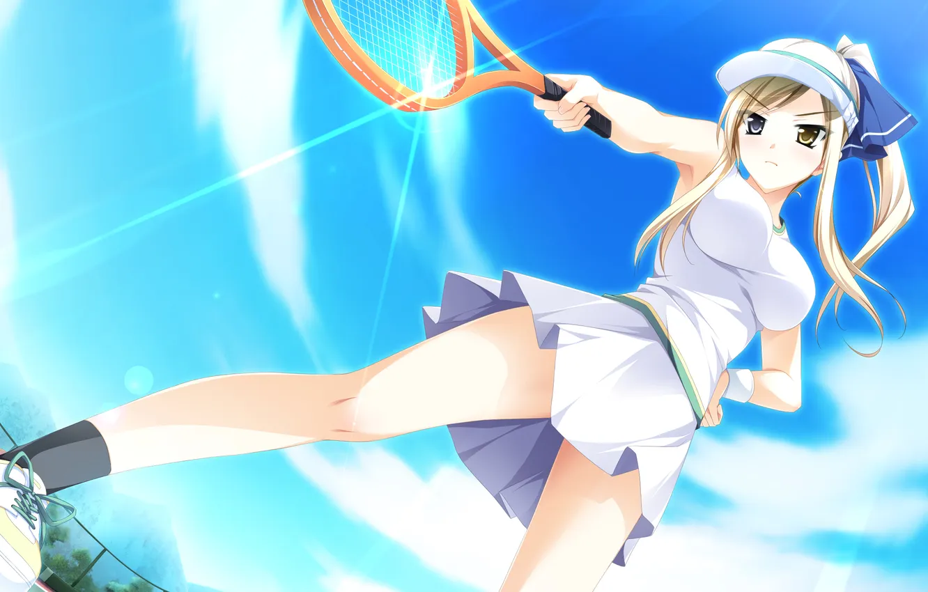 Photo wallpaper girl, anime, skirt, tennis player